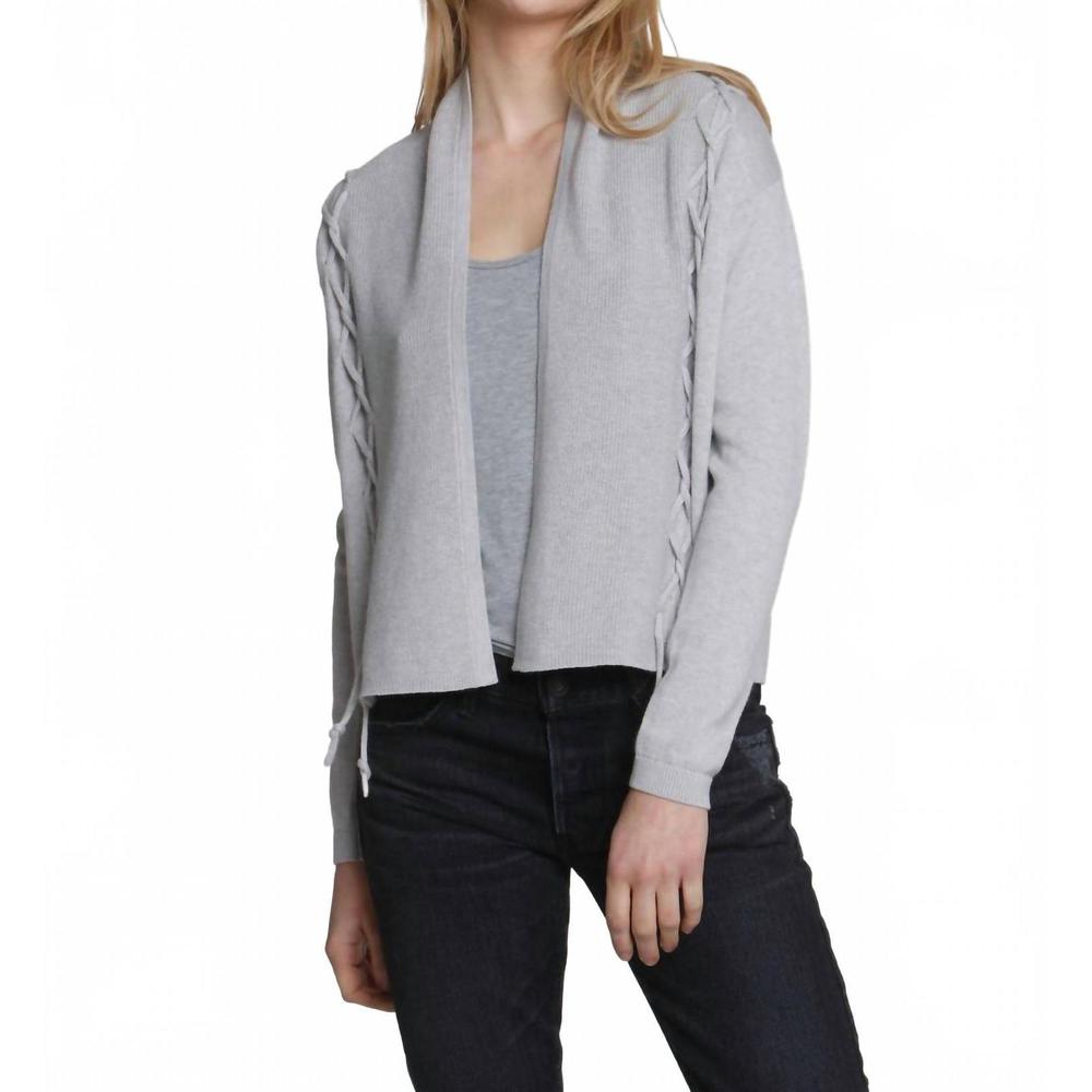 NEW LABEL+THREAD women's twisted tie cardigan in fog